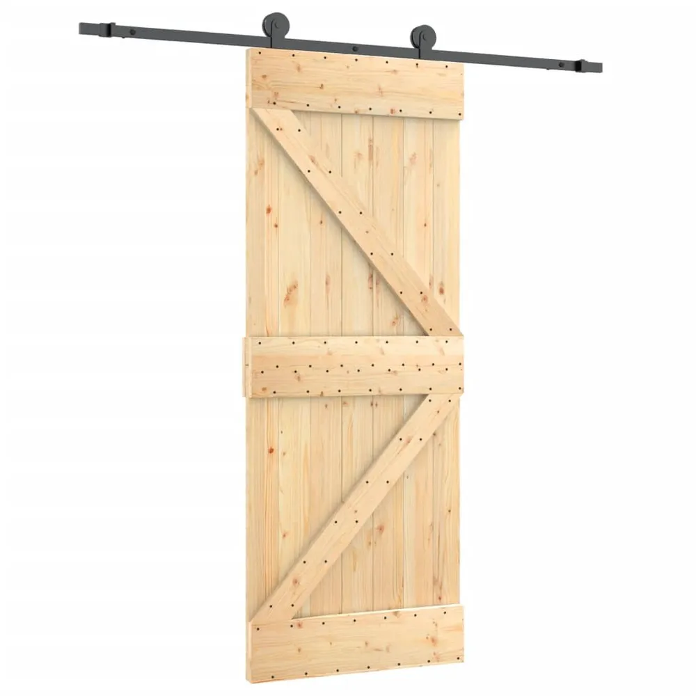 Porte coulissante et kit de quincaillerie 70x210 cm pin massif