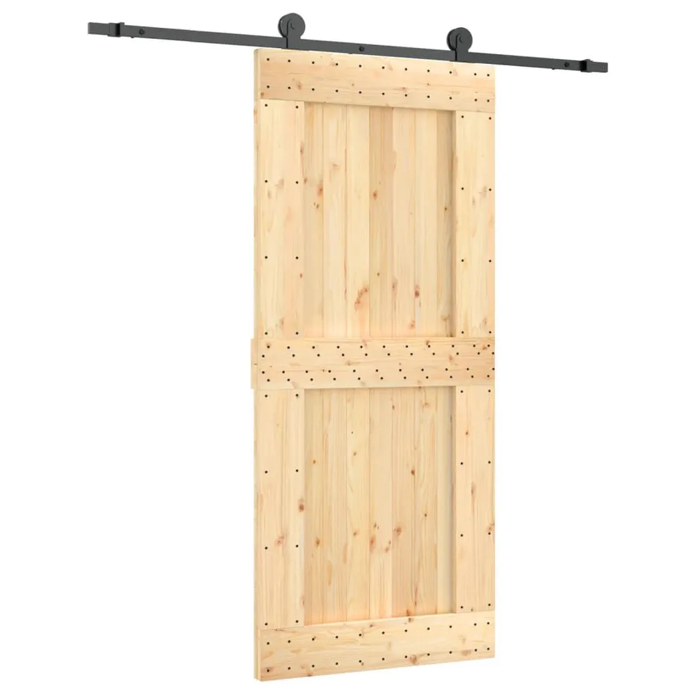 Porte coulissante et kit de quincaillerie 90x210 cm pin massif