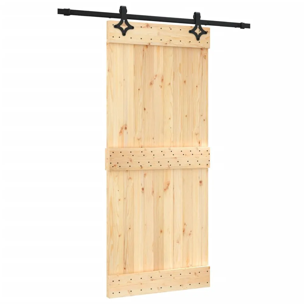 Porte coulissante et kit de quincaillerie 90x210 cm pin massif