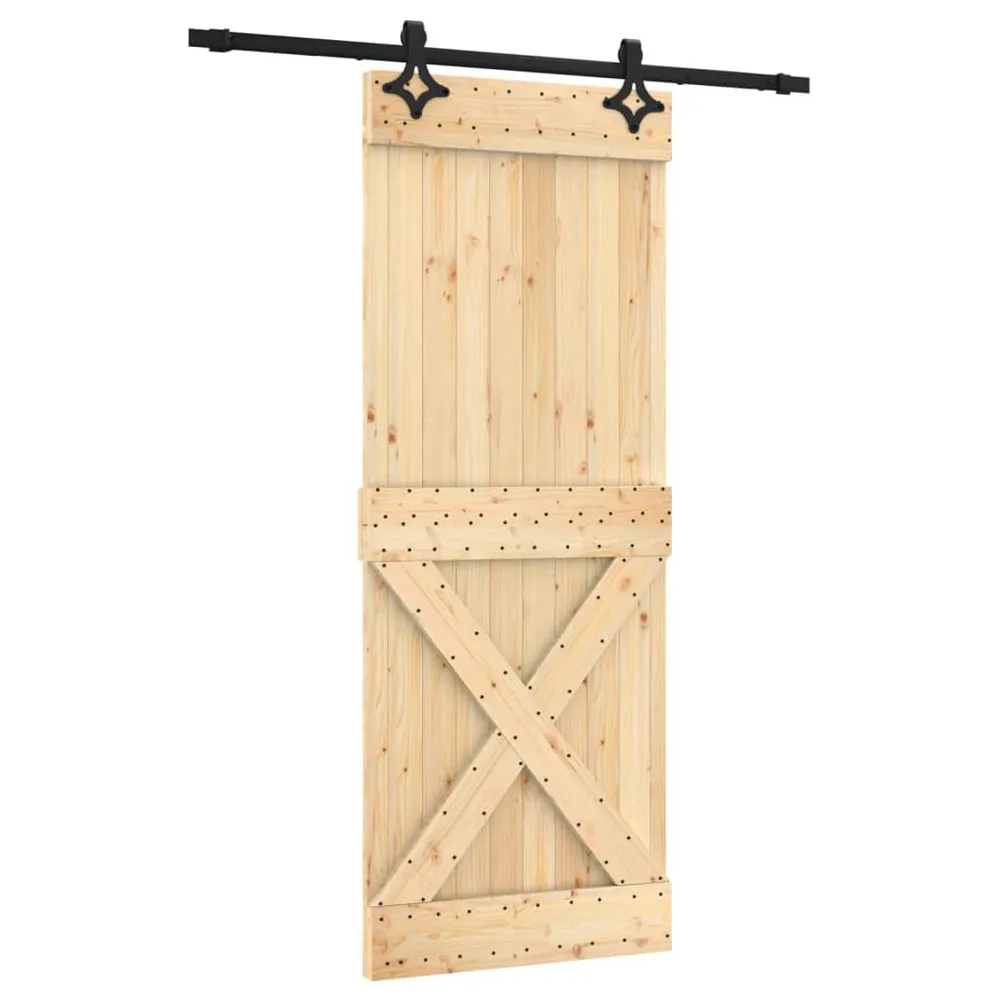 Porte coulissante et kit de quincaillerie 80x210 cm pin massif