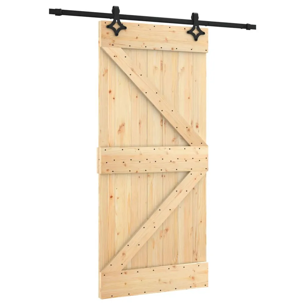 Porte coulissante et kit de quincaillerie 95x210 cm pin massif