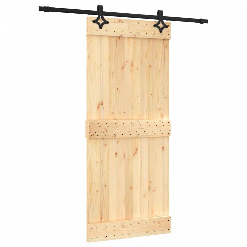 Porte coulissante et kit de quincaillerie 90x210 cm pin massif