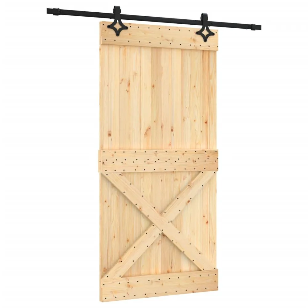 Porte coulissante et kit de quincaillerie 100x210 cm pin massif