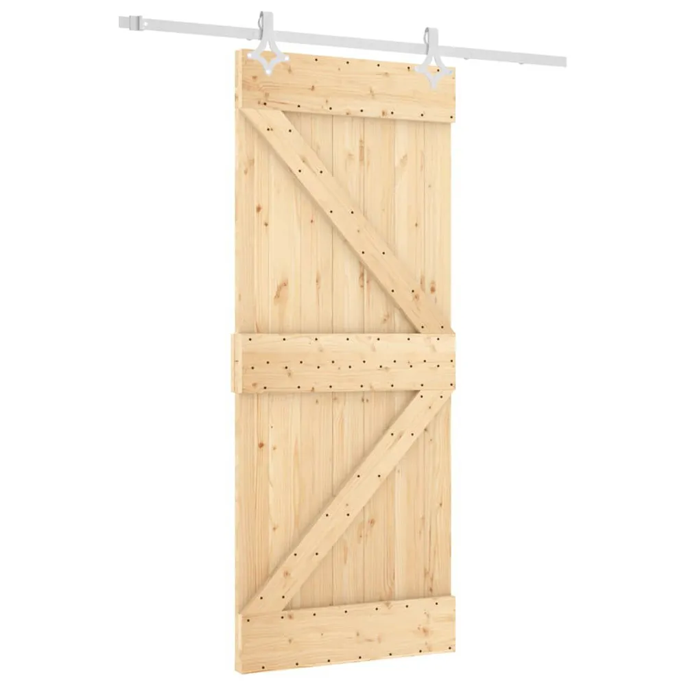 Porte coulissante et kit de quincaillerie 85x210 cm pin massif