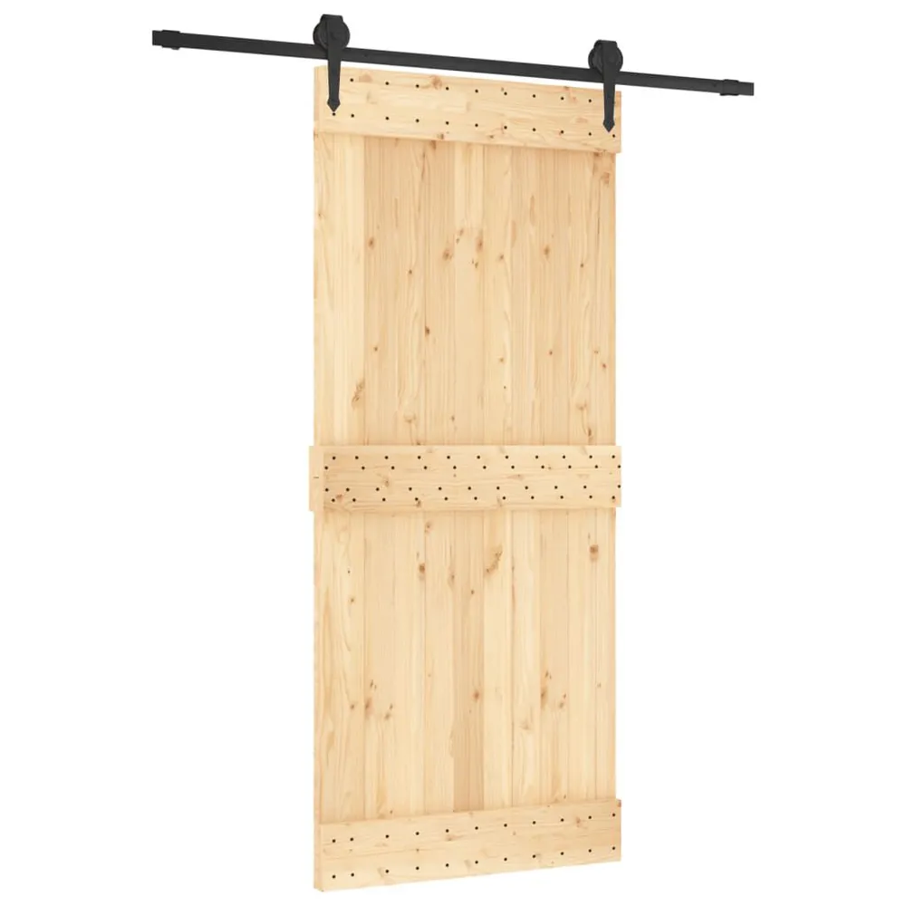 Porte coulissante et kit de quincaillerie 90x210 cm pin massif