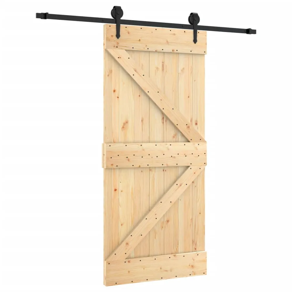 Porte coulissante et kit de quincaillerie 95x210 cm pin massif