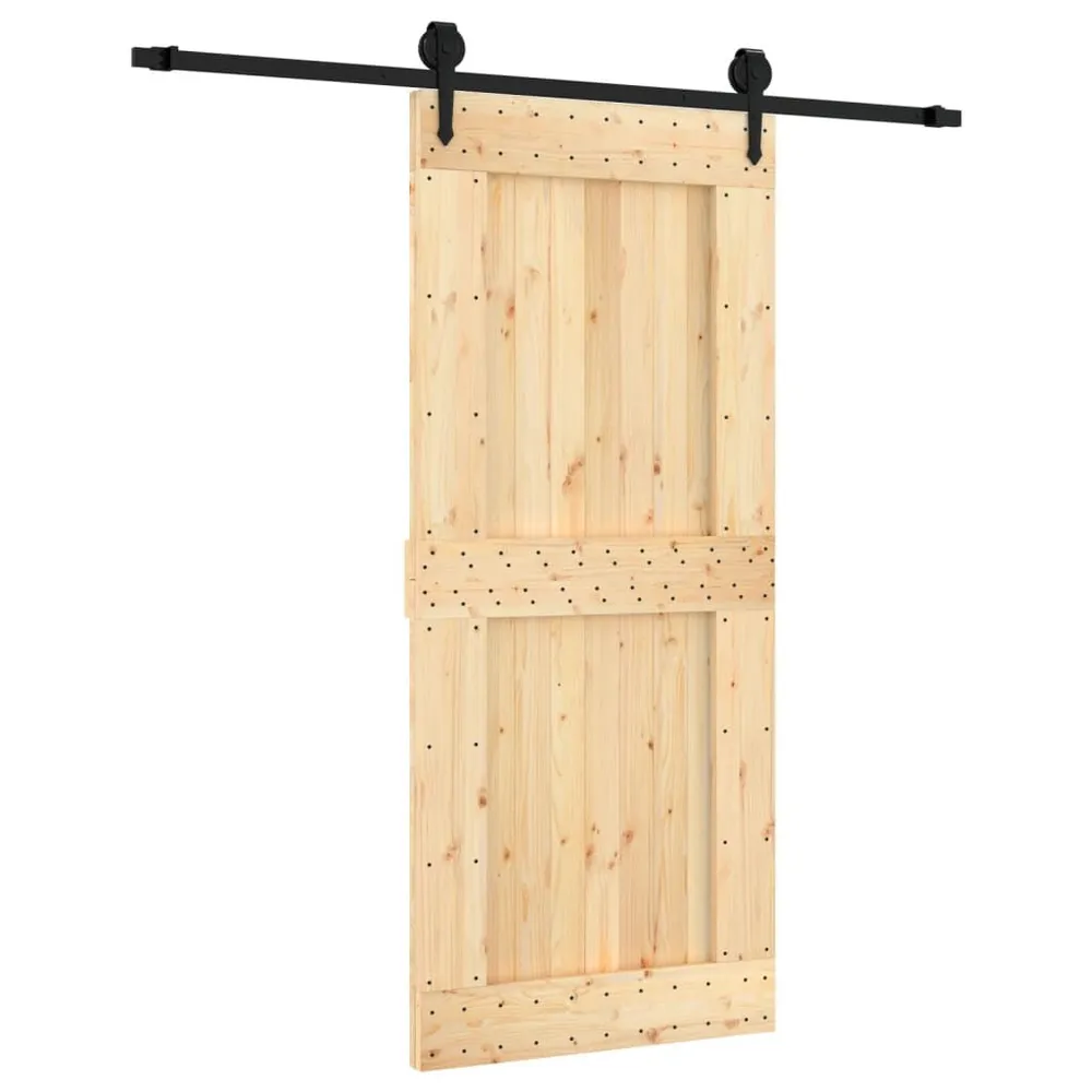 Porte coulissante et kit de quincaillerie 90x210 cm pin massif