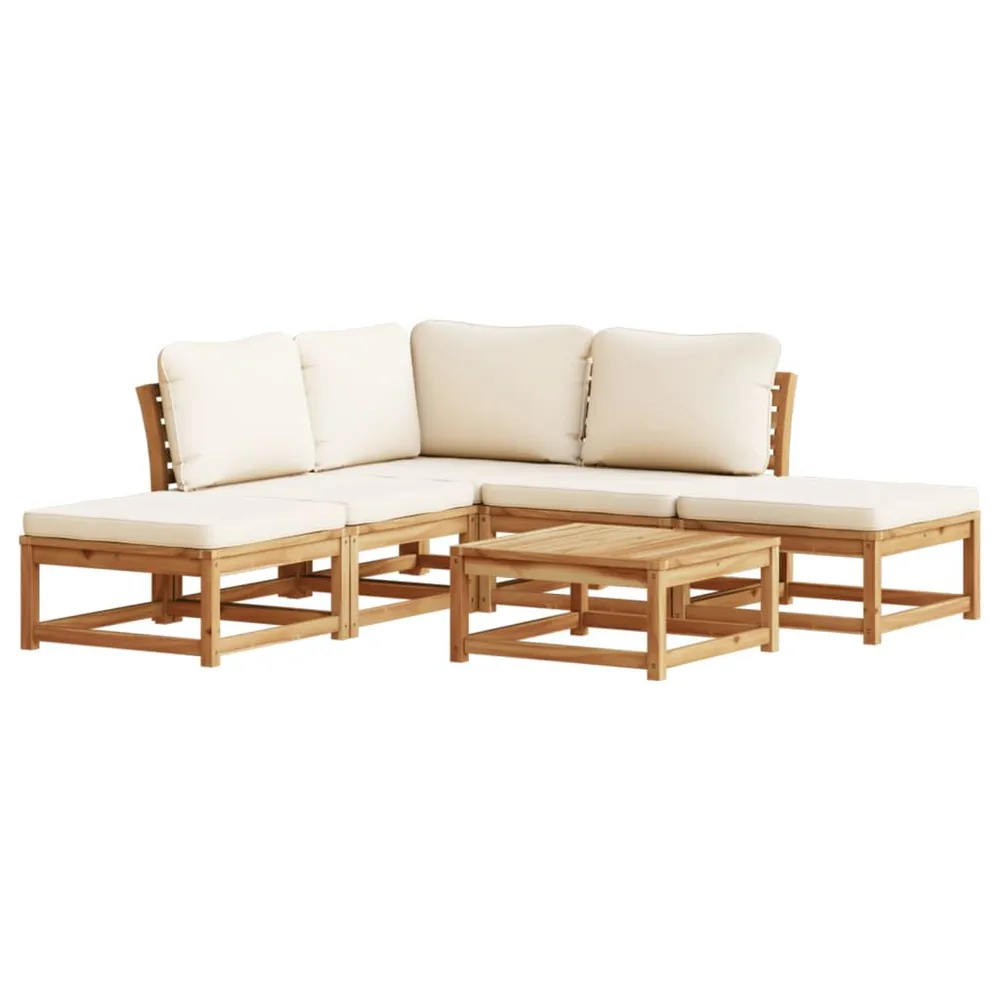 Salon de jardin 6 pcs avec coussins bois d'acacia solide