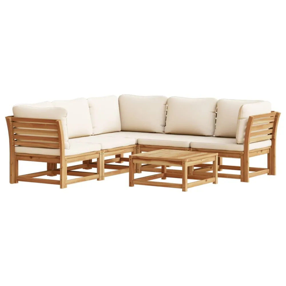 Salon de jardin 6 pcs avec coussins bois d'acacia solide