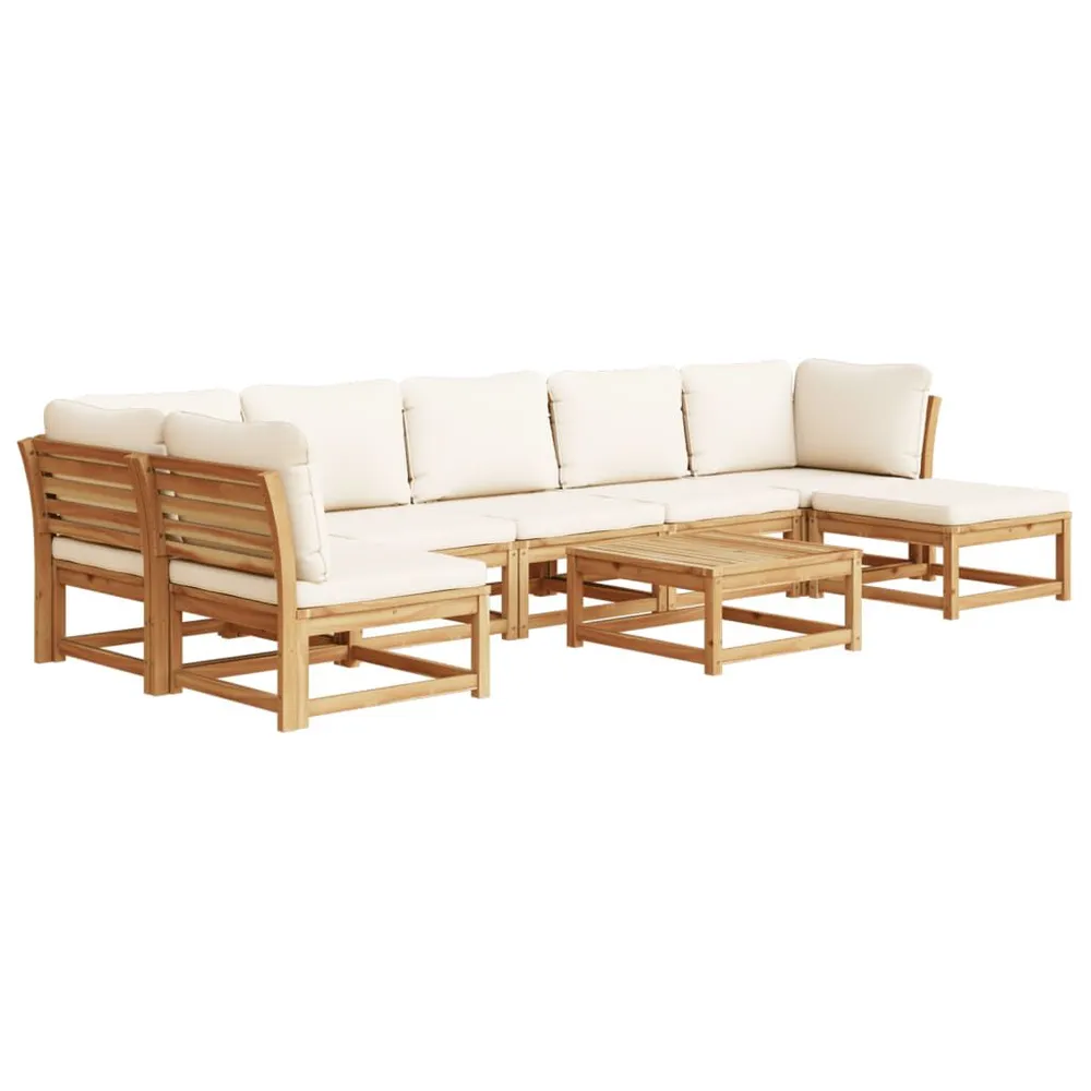 Salon de jardin avec coussins 8 pcs bois massif d'acacia