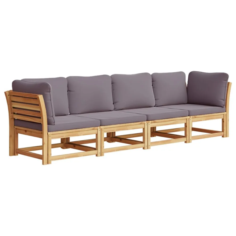 Salon de jardin 4 pcs avec coussins Bois d'acacia solide