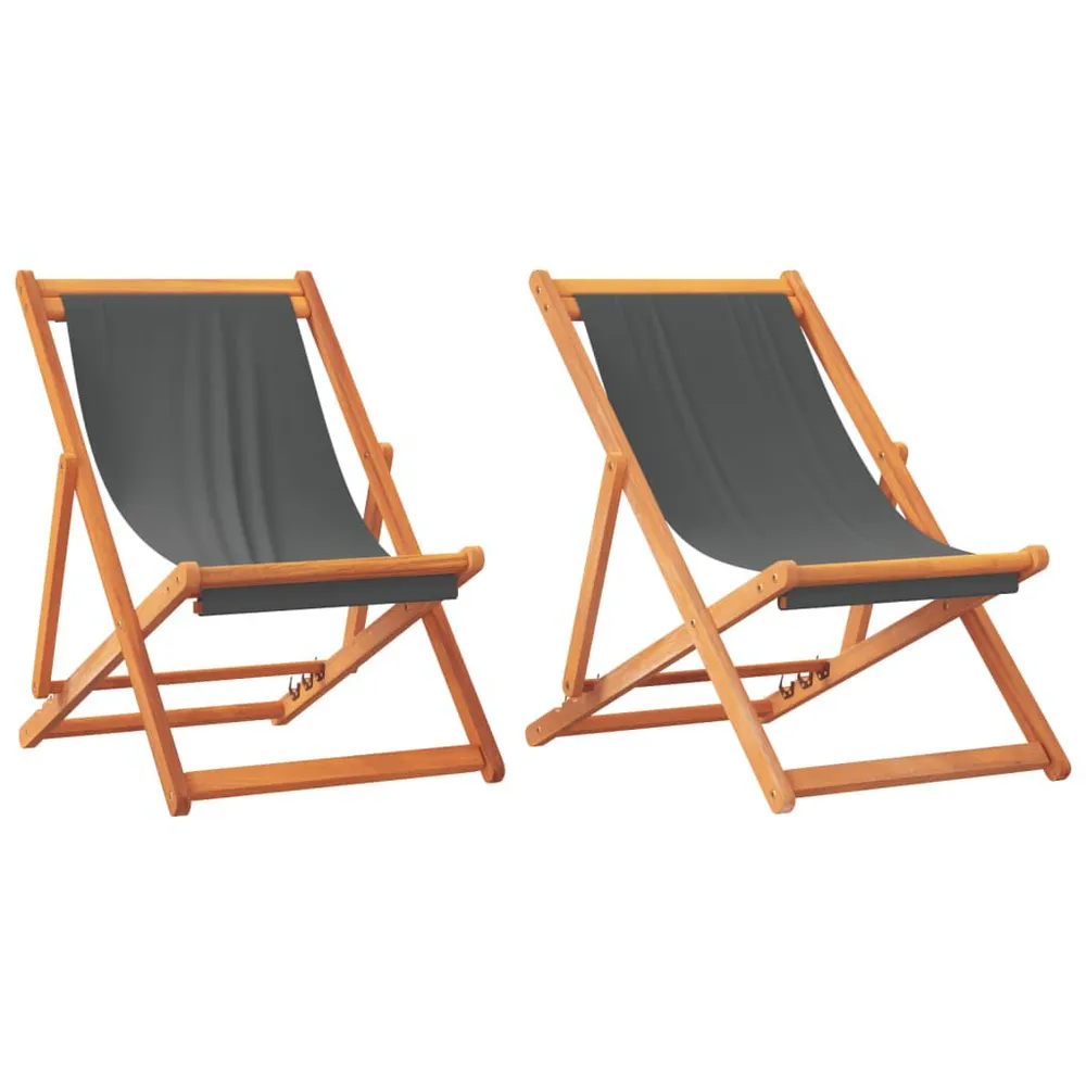 Chaises de plage pliables lot de 2 gris tissu