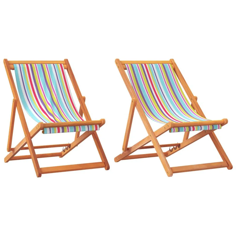 Chaises de plage pliables lot de 2 multicolore tissu