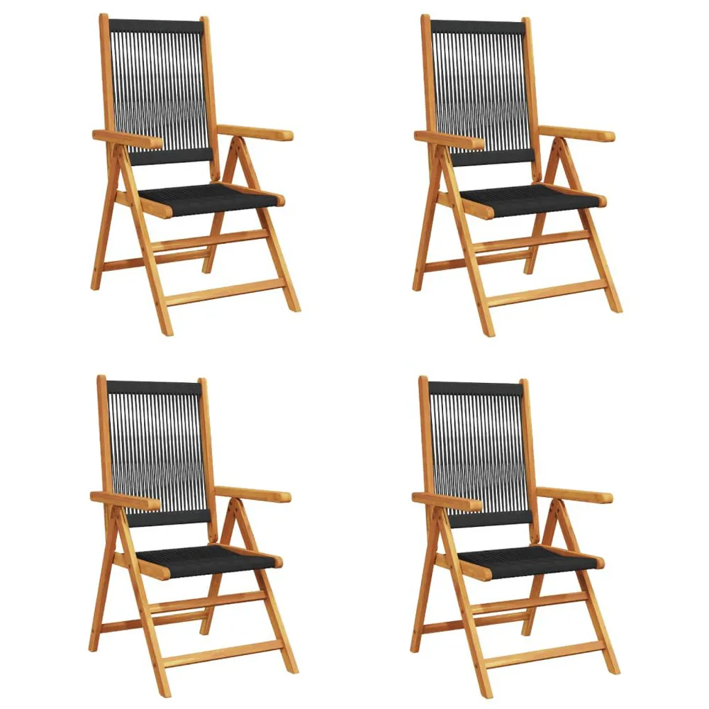 Chaises inclinables de jardin lot de 4 noir bois massif acacia