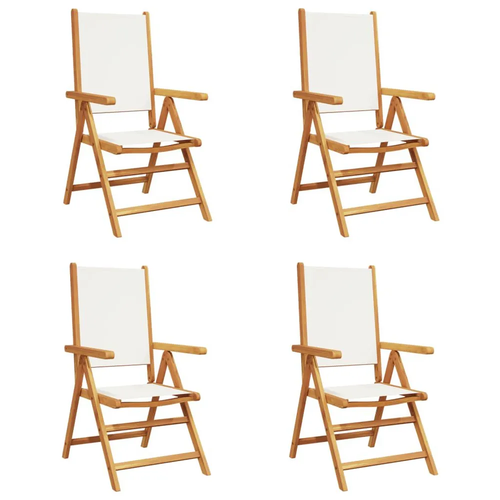 Chaises inclinables de jardin lot de 4 tissu et bois massif