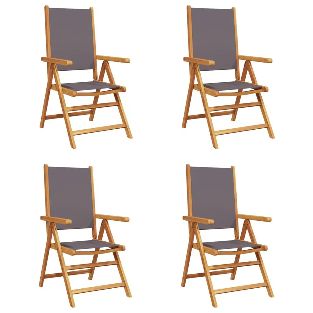 Chaises inclinables de jardin lot de 4 tissu et bois massif