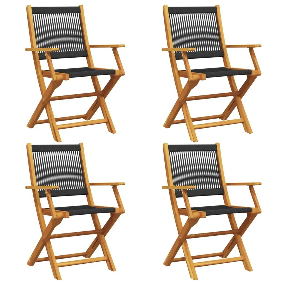 Chaises de jardin pliantes lot de 4 noir bois d'acacia massif