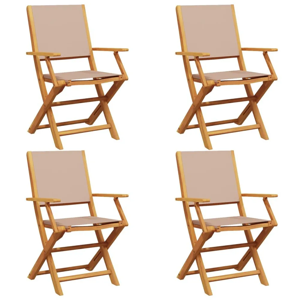 Chaises de jardin pliantes lot de 4 taupe tissu et bois massif