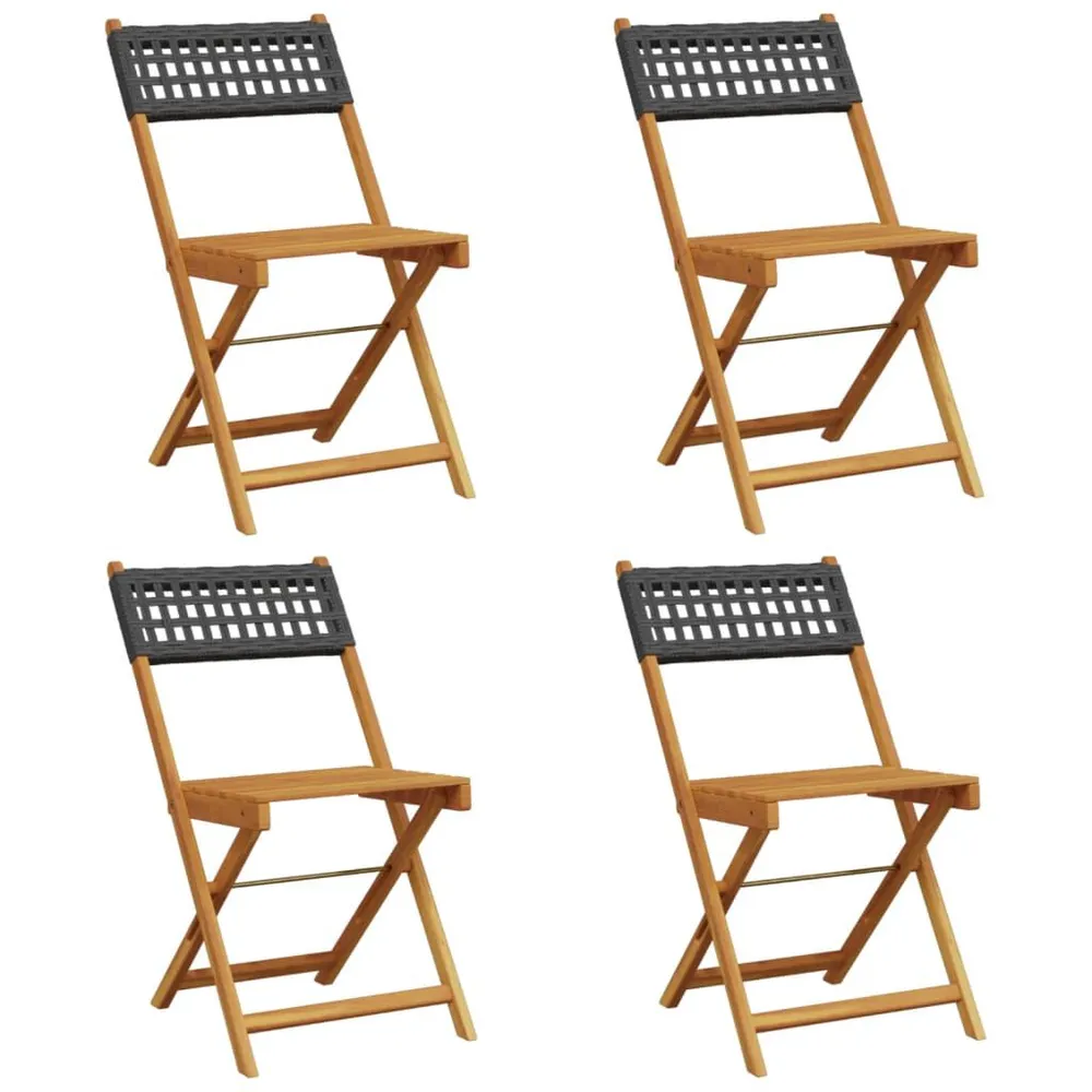 Chaises de jardin pliantes lot de 4 noir poly rotin bois massif