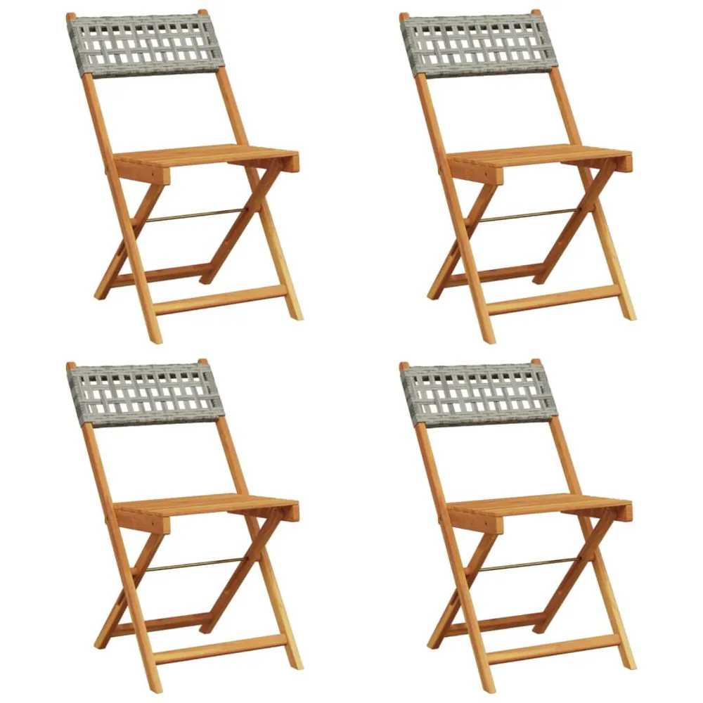 Chaises de jardin pliantes lot de 4 gris poly rotin bois massif