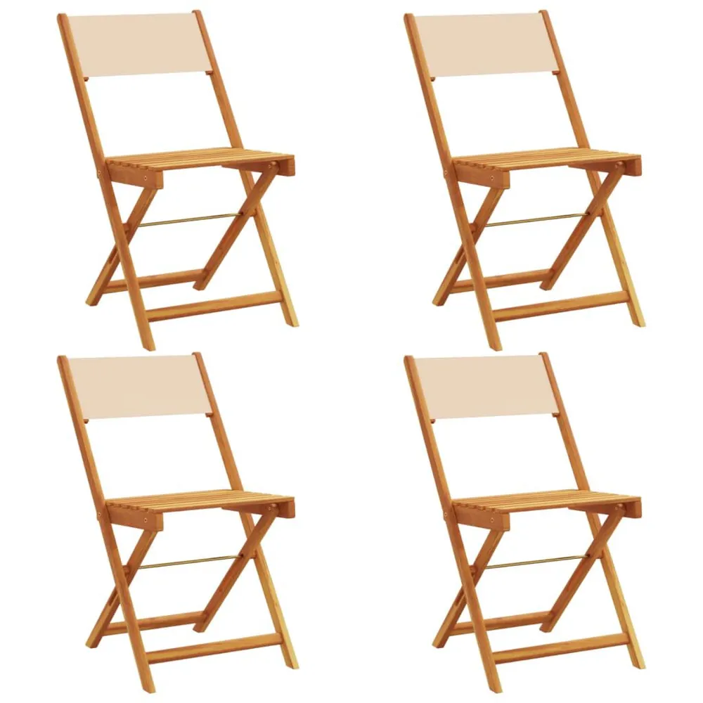 Chaises de jardin pliantes lot de 4 beige tissu et bois massif