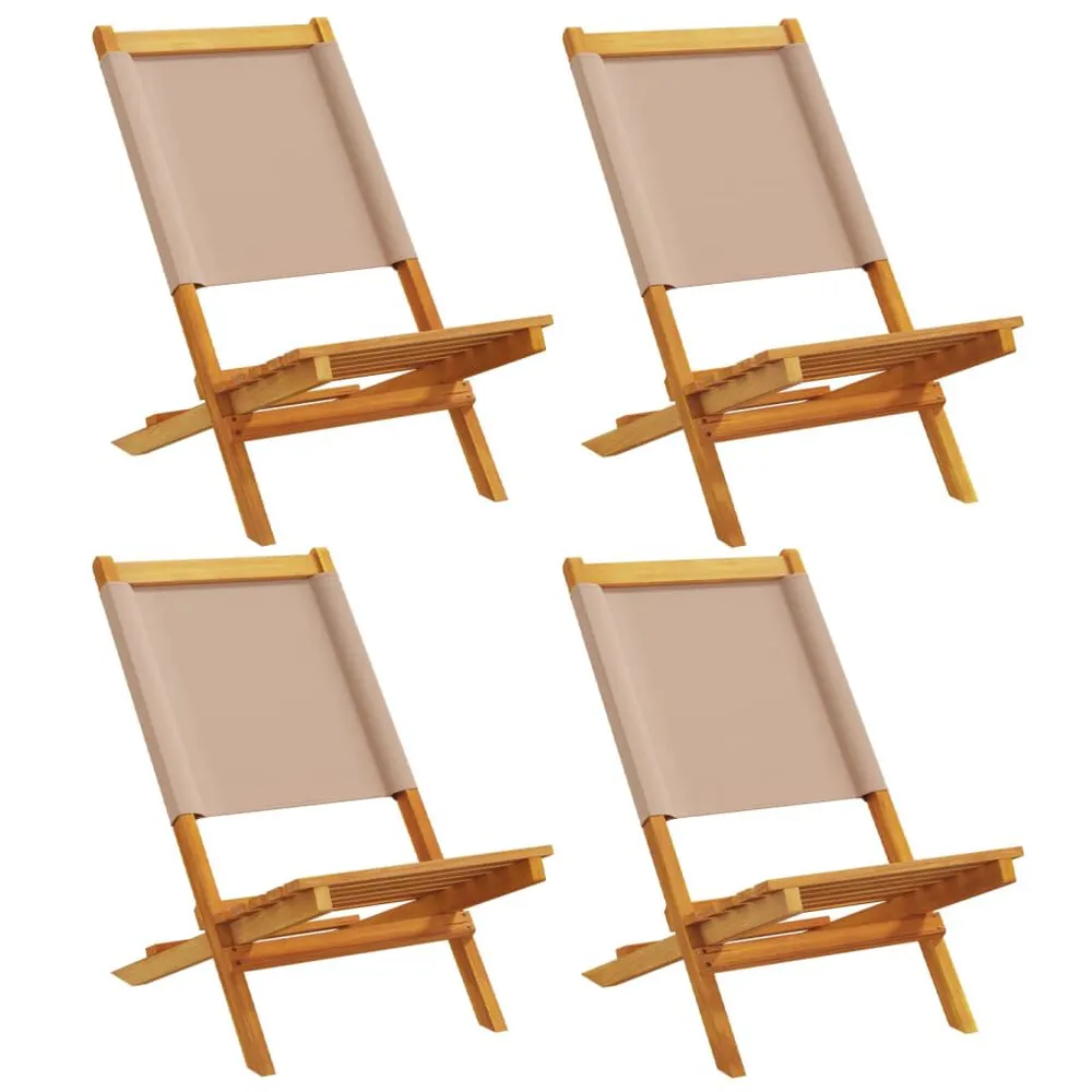 Chaises de jardin pliantes lot de 4 taupe tissu et bois massif