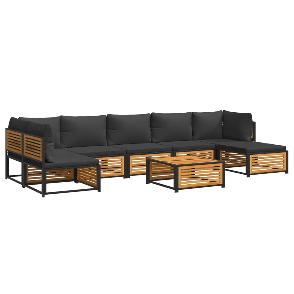 Salon de jardin avec coussins 8 pcs bois massif d'acacia