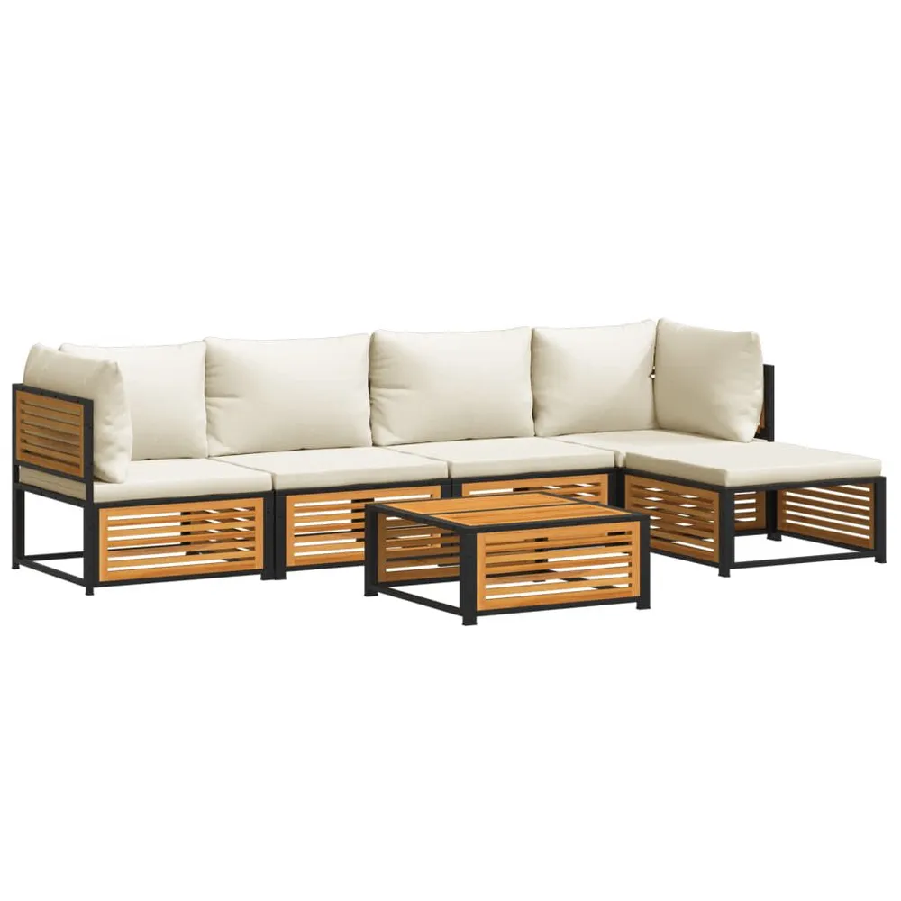 Salon de jardin avec coussins 6 pcs bois d'acacia solide