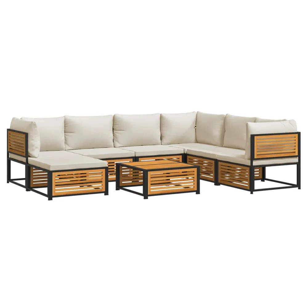 Salon de jardin avec coussins 8 pcs bois massif d'acacia