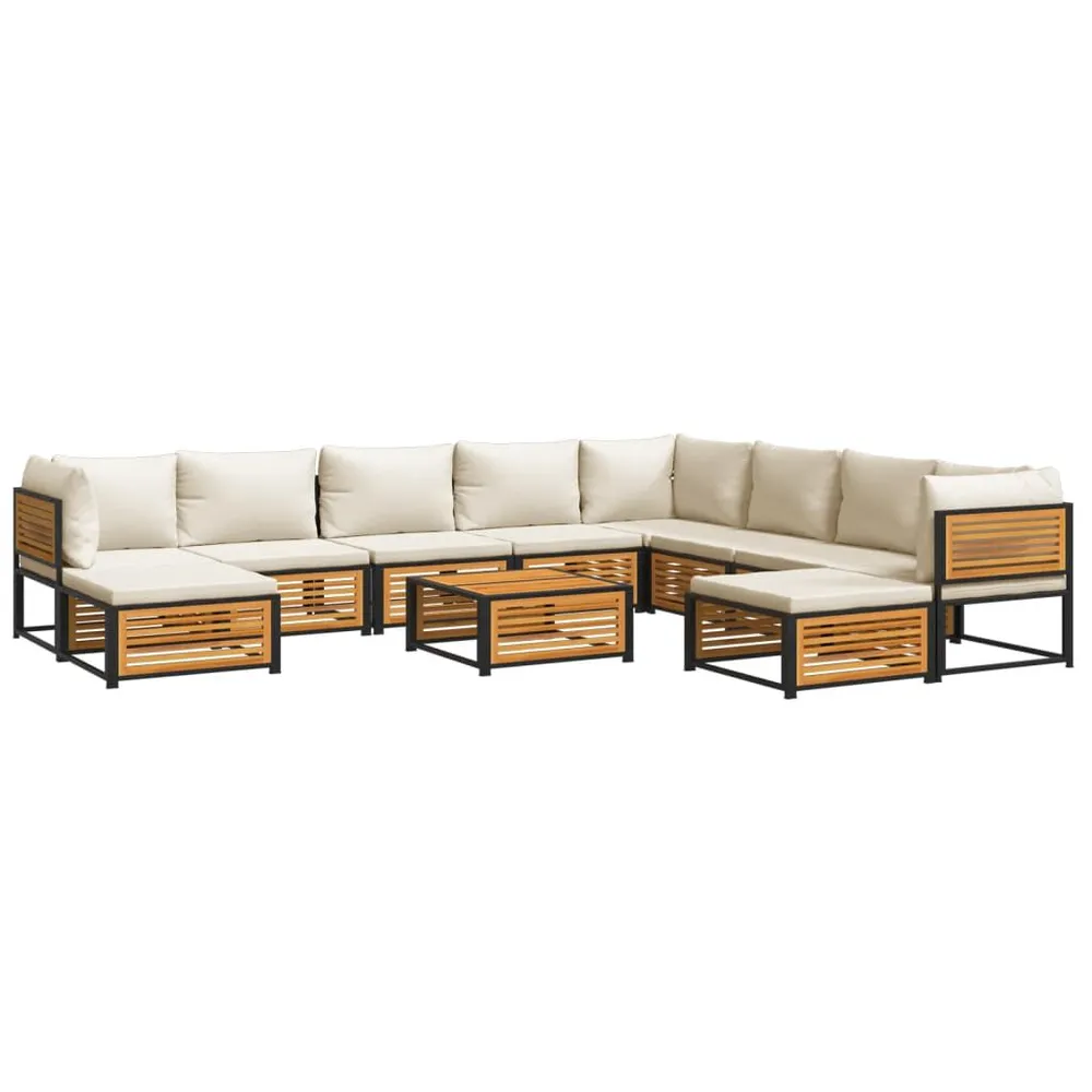 Salon de jardin avec coussins 11 pcs bois massif d'acacia