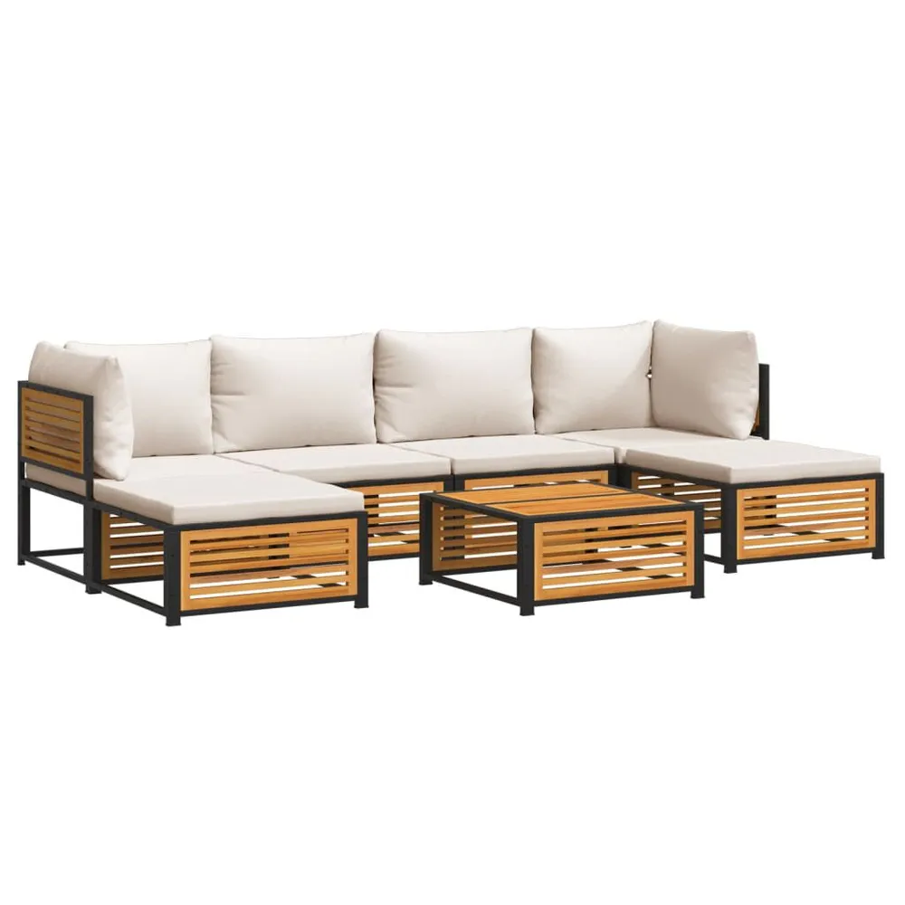 Salon de jardin avec coussins 7 pcs bois massif d'acacia