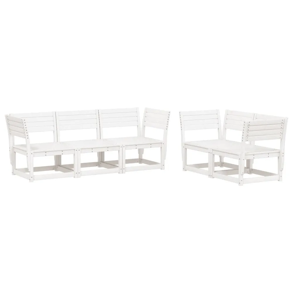 Salon de jardin 5 pcs blanc bois massif de pin