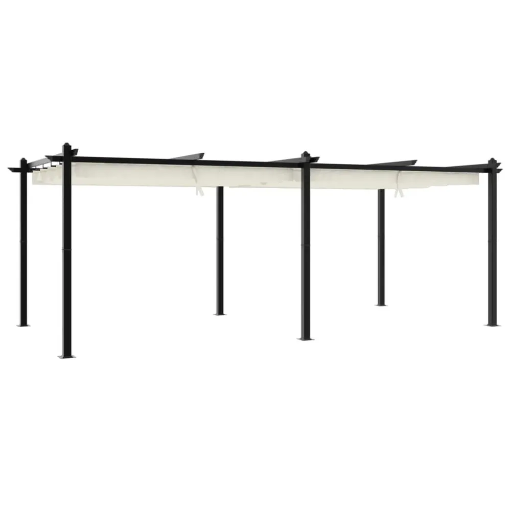 Tonnelle de jardin avec toit rétractable crème 3x6 m aluminium