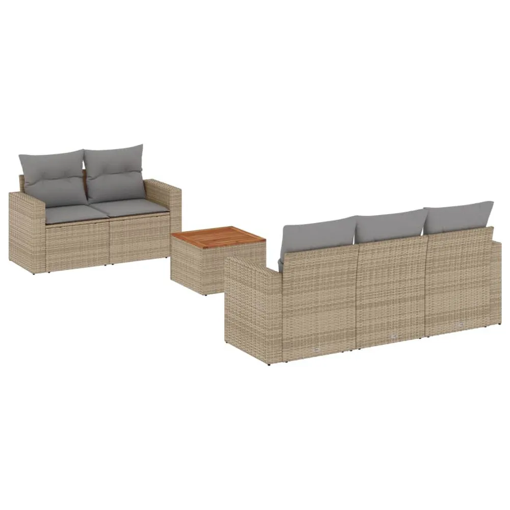 Salon de jardin avec coussins 6 pcs beige résine tressée