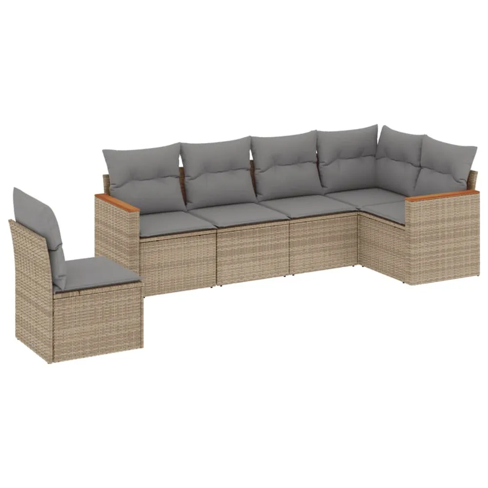 Salon de jardin avec coussins 6pcs mélange beige résine tressée