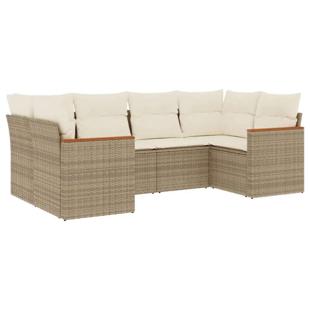 Salon de jardin avec coussins 6 pcs beige résine tressée