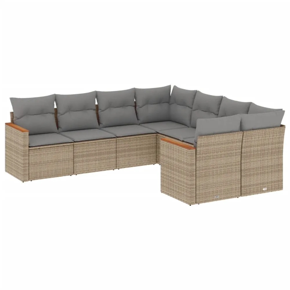 Salon de jardin avec coussins 8pcs mélange beige résine tressée