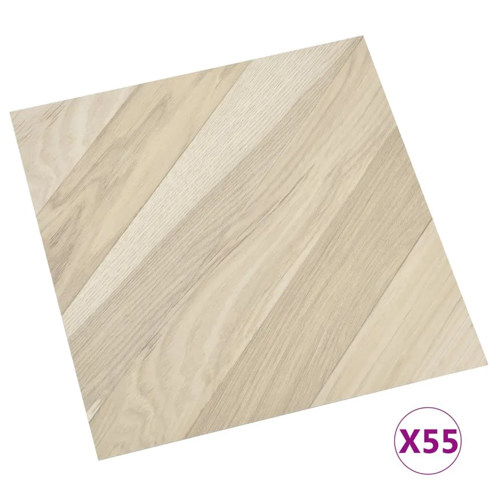 Dalles de plancher autoadhésives 55 pcs PVC 5,11 m² beige rayé