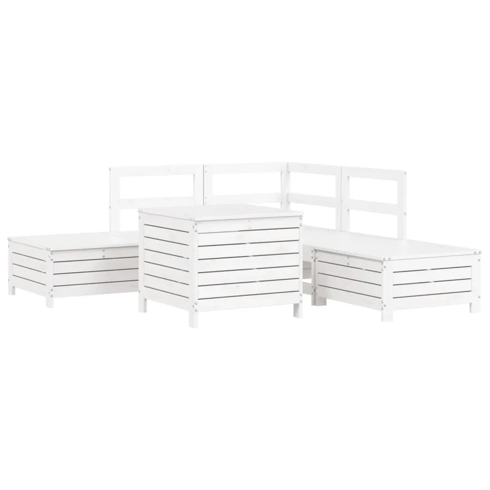 Salon de jardin 6 pcs blanc bois de pin massif