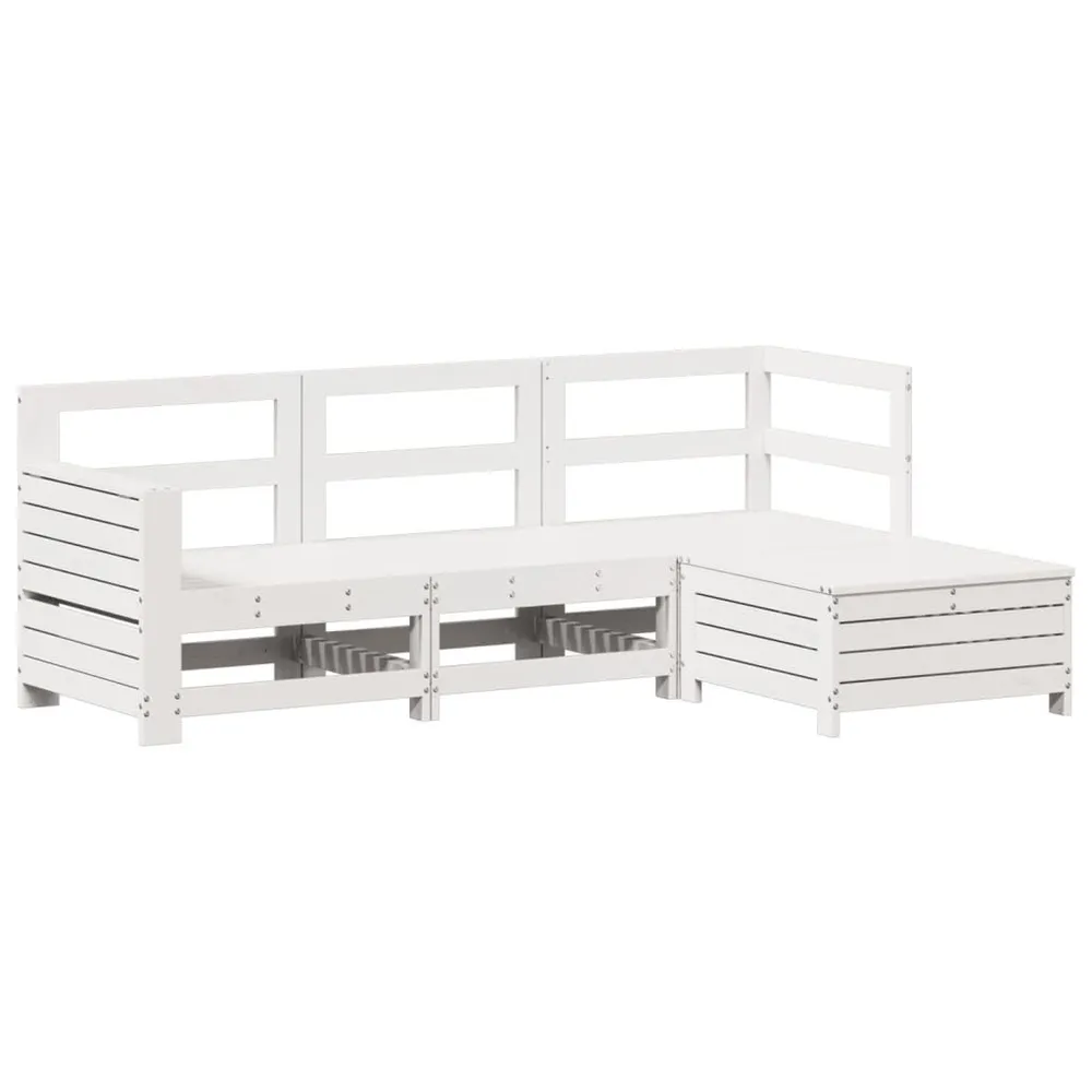 Salon de jardin 4 pcs blanc bois de pin massif