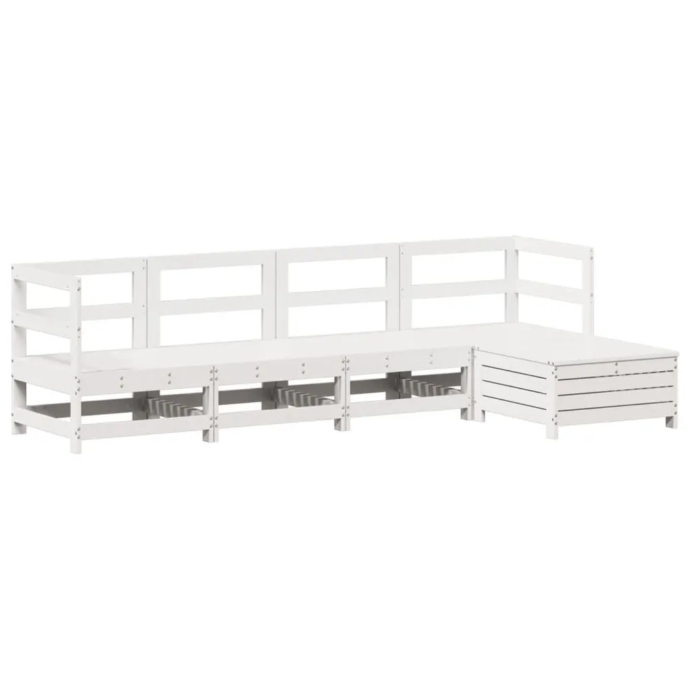 Salon de jardin 5 pcs blanc bois massif de pin