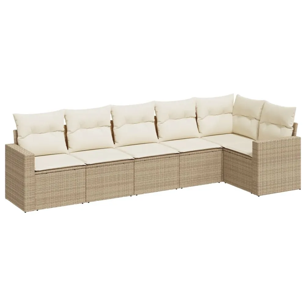 Salon de jardin avec coussins 6 pcs beige résine tressée