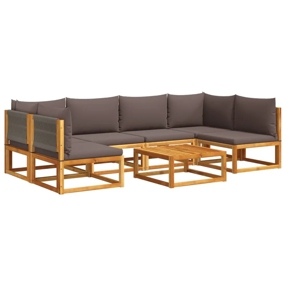 Salon de jardin avec coussins 7 pcs bois massif d'acacia