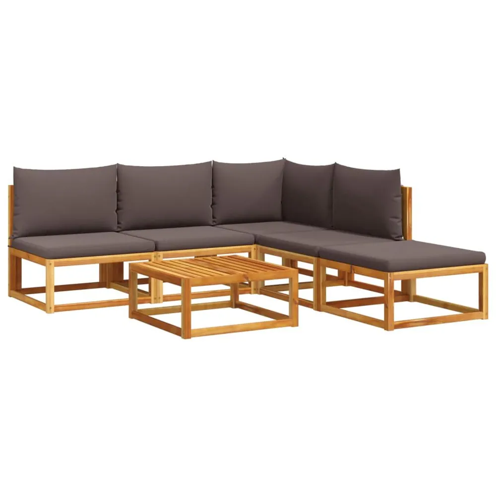 Salon de jardin avec coussins 6 pcs bois d'acacia solide