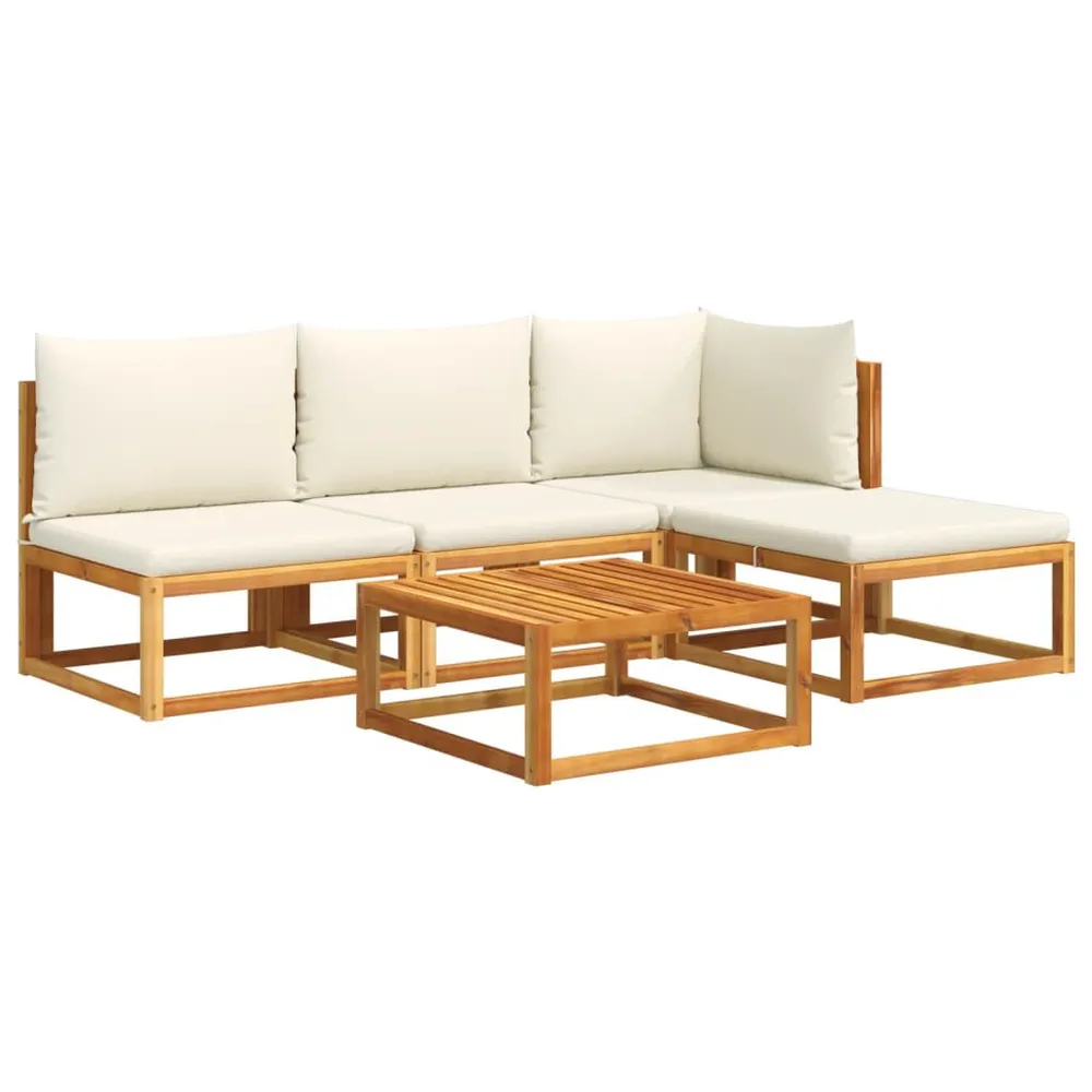 Salon de jardin avec coussins 5 pcs Bois d'acacia solide