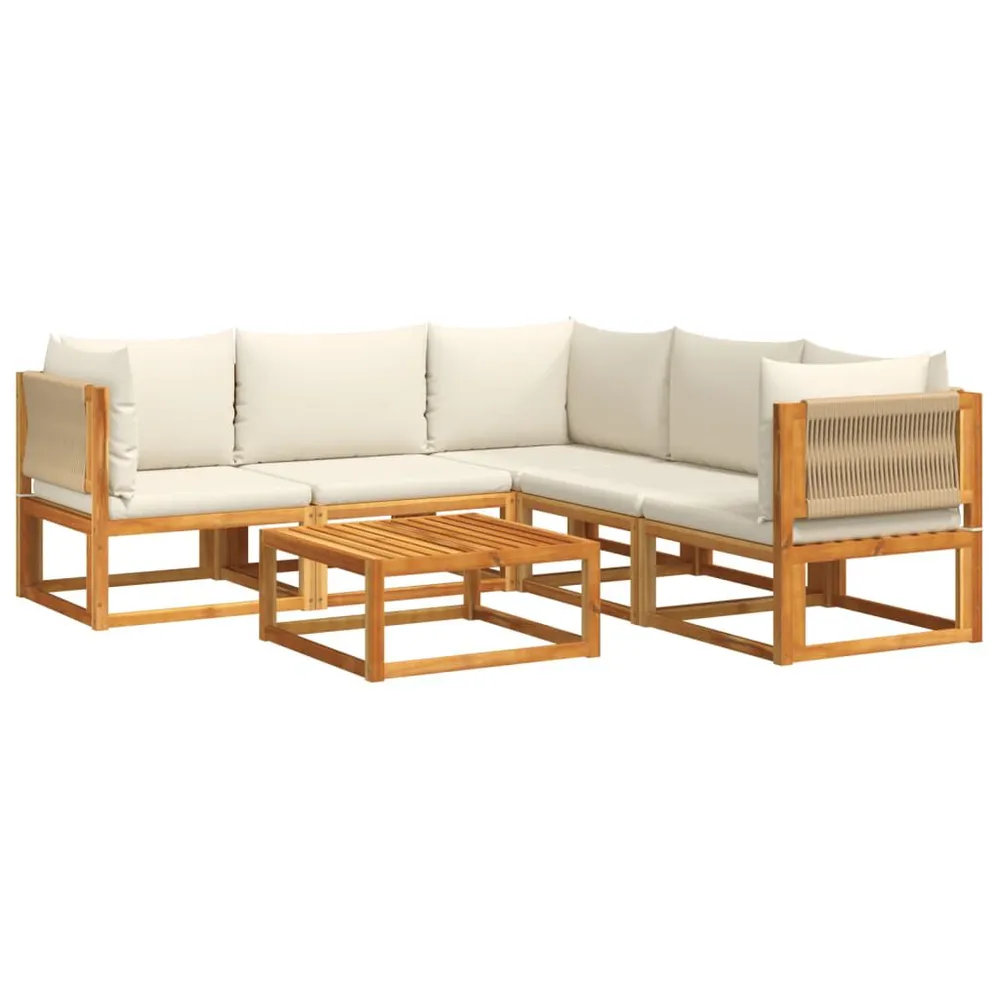 Salon de jardin avec coussins 6 pcs bois d'acacia solide