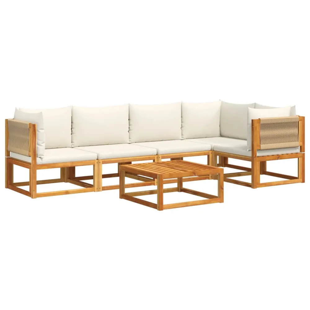 Salon de jardin avec coussins 6 pcs bois d'acacia solide