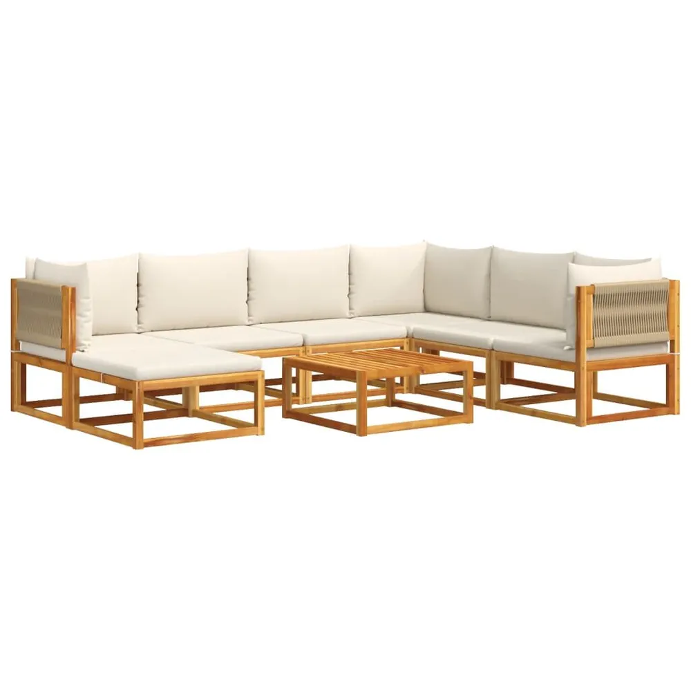 Salon de jardin avec coussins 8 pcs bois massif d'acacia