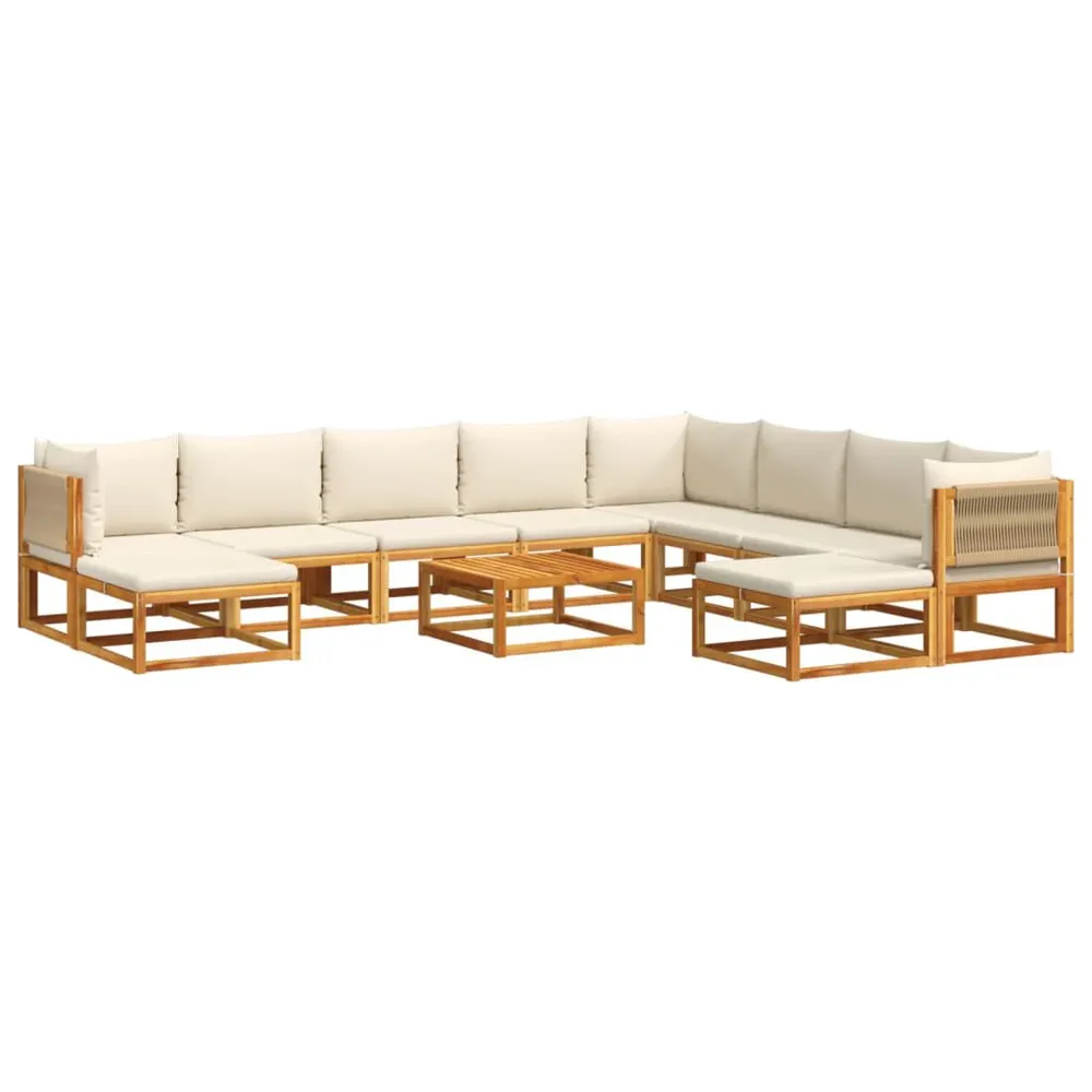 Salon de jardin avec coussins 11 pcs bois massif d'acacia