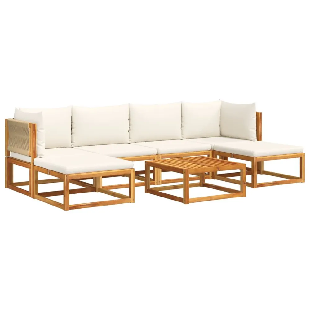 Salon de jardin avec coussins 7 pcs bois massif d'acacia